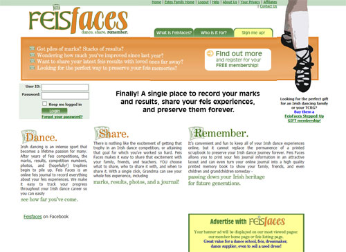 Feis Faces - an Irish Dance membership website